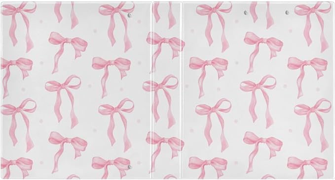 Bowknot Riband Pink Bow Dots Preppy Cute Binder 3 Ring 1.5 Inch Binder with Clipboard&Pockets, Hardcover Binders Heavy Duty Large File Folder for Office School Supplies - Holds 200 Sheets