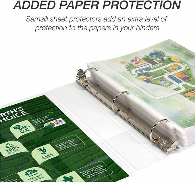 Samsill Plant-Based 1.5 Inch Durable D-Ring, View Binder, Eco-Friendly, USDA Certified Biobased, White