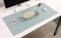 DeskPaw Dual-Sided Leather Desk Pad,Blotter for Laptop Computer,Mouse Pad,Writing,Drawing,Arts and Craft Mat (Blue/Silver, 17" x35”)