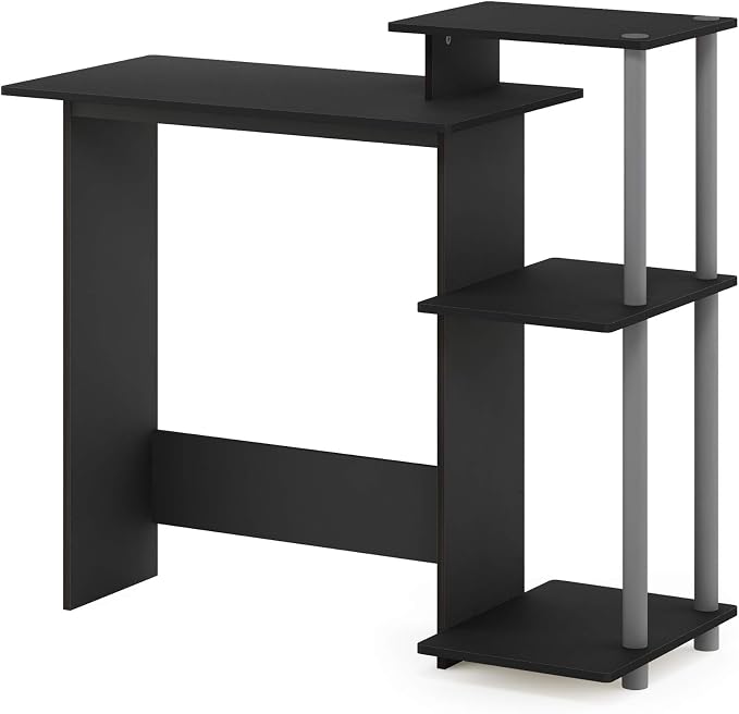 Furinno EFFICIENT Desk, 28.6" Wide Gaming Desk with 3 Open Side Shelves, Laptop Notebook Computer Desk, Office Desk for Home Office, Study Room, Dorm, Bedroom, Black