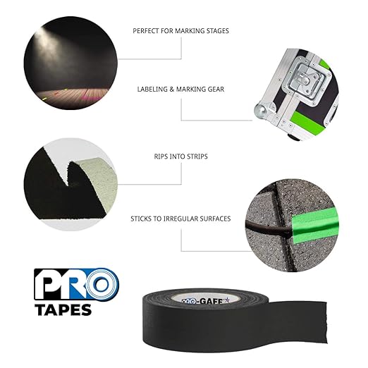 1" Width ProTapes Pro Gaff Premium Matte Cloth Gaffer's Tape With Rubber Adhesive, 11 mils Thick, 55 yds Length, Grey (Pack of 1)