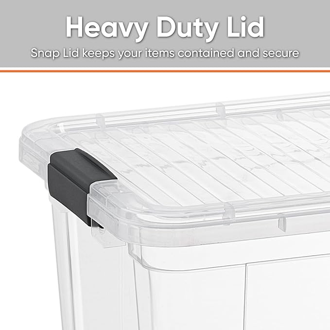 Superio Clear Storage Boxes with Lids, 11 Quart Plastic Container Bins for Organizing, Stackable Crates, BPA Free, Non Toxic, Odor Free, Organizers for Home, Office, School, and Dorm