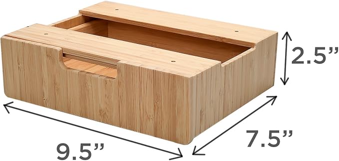 MobileVision Bamboo Mountable Drawer for Under Desk, Office Supply Storage for Pens Pencils Paper & More 9.5 x 7.5 x 2.5 INCHES (Inner Drawer Height: 1.25 IN)