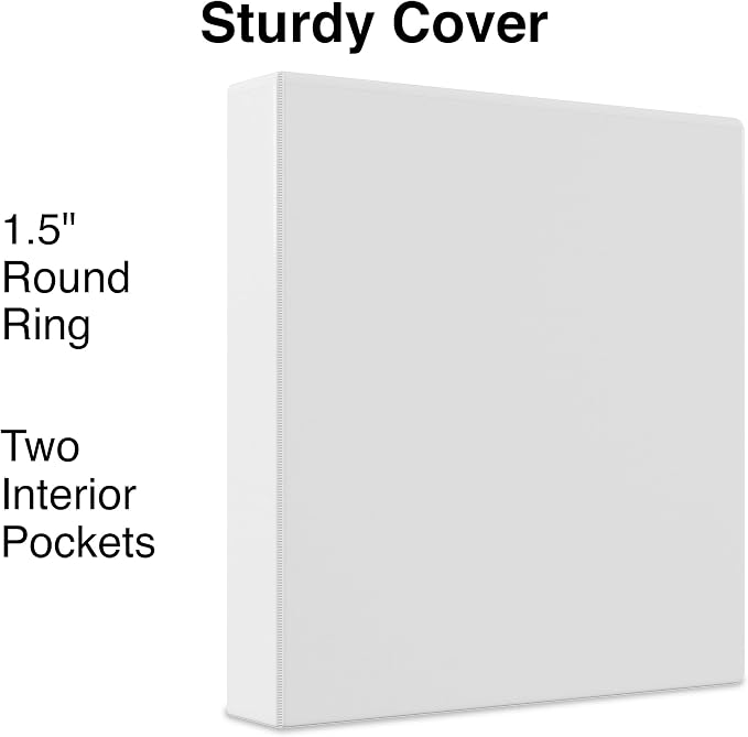 Staples 1 1/2" 3-Ring View Binder, White, 4/Pack