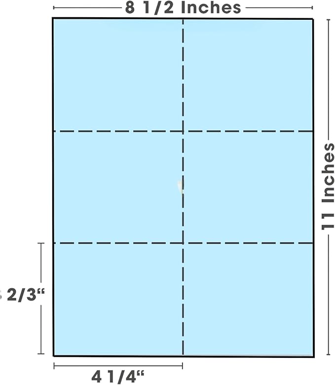 Limited Papers (TM) 8.5x11 Perforated Paper, 20/50 Pound, 75 GSM, Variety of Perforation Sizes and Colors, for Forms, Tickets, Postcards, Business Cards. (Buff, 6 up)