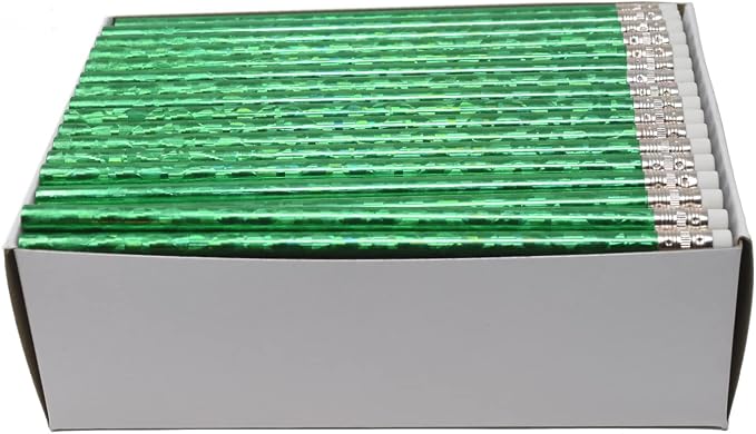 Pencil Guy Blank Glitz Round Pencils Green