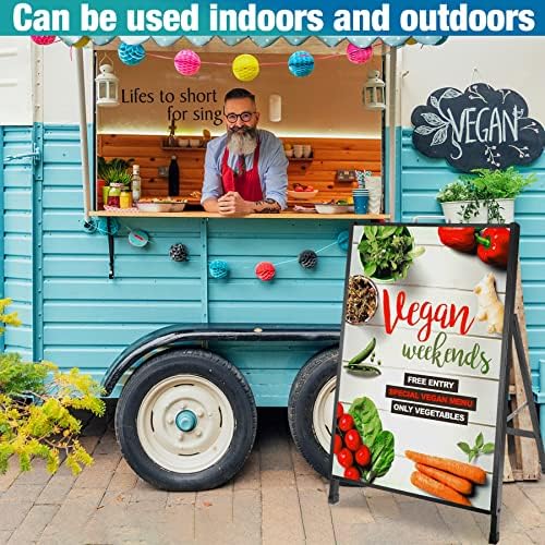 24 x 36 Inch A Frame Sign Portable Single-Sided Folding Sandwich Board with Carry Handle Heavy Duty Slide-in Sidewalk Signboard for Outdoor Street Advertising Poster