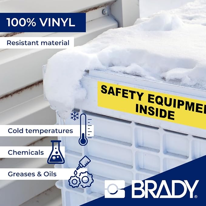 Brady Authentic (M5C-1500-595-GN-WT) All-Weather Permanent Adhesive Vinyl Labels 1.5 in W x 25ft White on Green. for use with BMP51, M510, and M511 Label Printers.