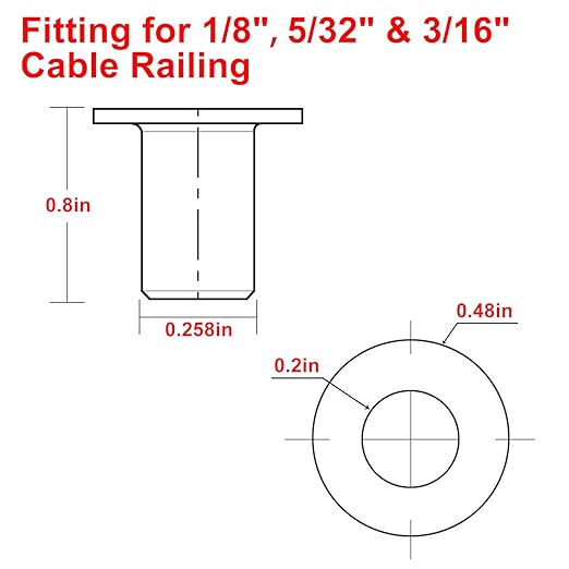 BLIKA 300 Pack Stainless Steel Protector Sleeves for 1/8" 5/32" or 3/16" Deck Cable Railing, for Wood/Composite Posts, T316 Marine Grade