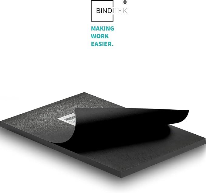Binditek 16 Mil Leather-Textured Polycovers, 11x17 Inches, Black, 20 Pack | Leather-Textured Binding Covers, 11"x17" Ledger/Tabloid Size, Plastic Binding Presentation Covers, Square Corners, Unpunched