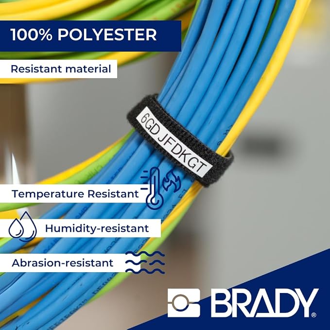BradyGrip Authentic (M21-500-414) Print-on Hook Labels with Ribbon Featuring Velcro® Brand Hook for M21 Printers - 0.50"