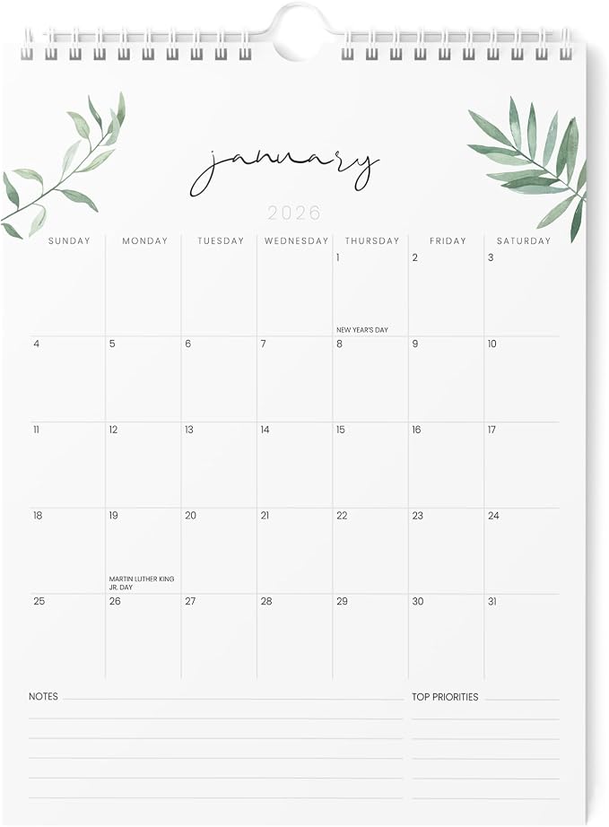 Karto Wall Calendar 2026 8.5x11 in - Greenery