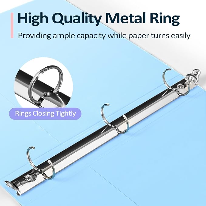 4 Pack 3 Ring Binders 1 Inch, Sooez 1" Three Round Ring Binder with Pockets | Extra Durable, Eco-Friendly, PVC-Free, Reinforced Hinge, 700-Sheet Capacity, Interior Pockets, Customizable, School, Office
