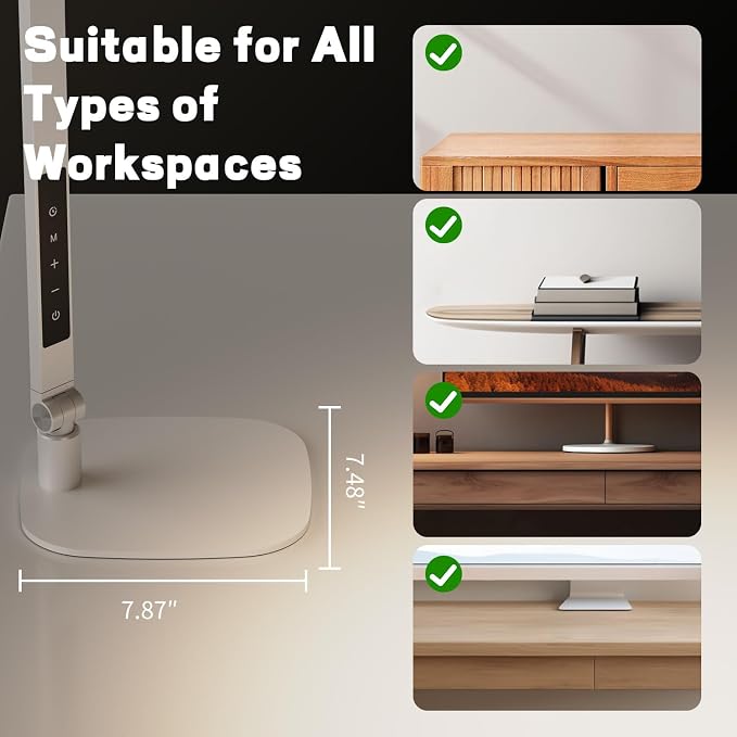 LED Desk Lamp for Home Office, Soft Edge-lit Design, Modern Style | Professional Eye-Caring Diffused Light, Dimmable Computer Light with 30 Modes, Memory & Timer, Flexible Swing Arm Table Lamp