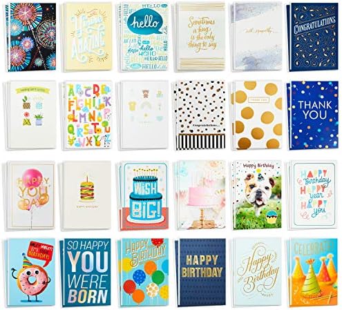 Hallmark Pack of 24 Handmade Assorted Boxed Greeting Cards, Herringbone Pattern—Birthday, Baby Shower, Wedding & All Occasion Greeting Cards Assortment—48 Cards and Envelopes with Organizer Box