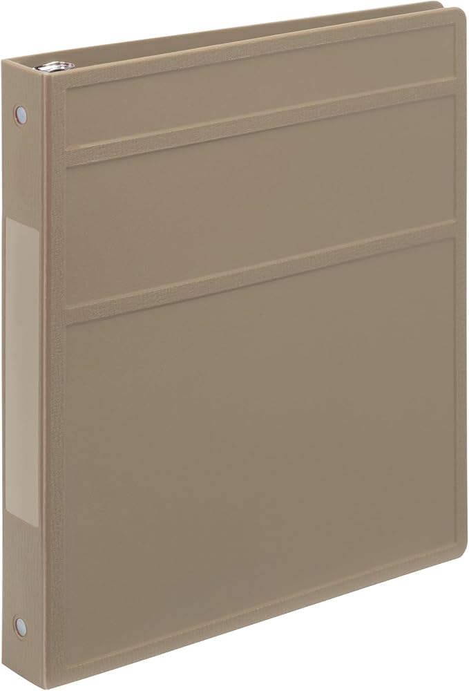 Carstens 1-Inch Heavy Duty 3-Ring Binder - Side Opening, Sand, Durable Plastic, No-Gap Rings, Waterproof Cover, No Pockets, Holds 125 US Letter Sheets, BPA-Free, Made in USA (8717-3R), Case of 18