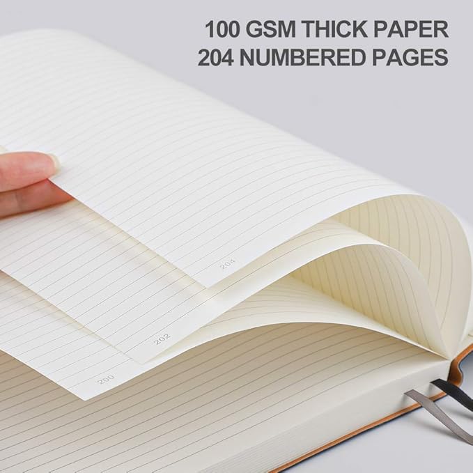 AHGXG College Ruled Notebook 2 Pack - B5 Large Composition Notebook Lined Journal 7.6 x 10 inch, with Thick 100gsm Lined Paper, Total 408 Numbered Pages, Inner Pocket - Green Blue