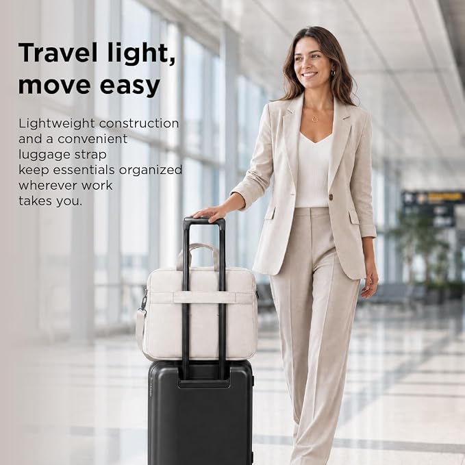 Lenovo 16" Laptop Bag T210 (ECO), Water-Resistant Laptop Sleeve Case with EVA Protective Padding, Dual Compartments, Travel Strap, Eco-Friendly Recycled Material, Fits Up to 16-Inch Laptops, Beige
