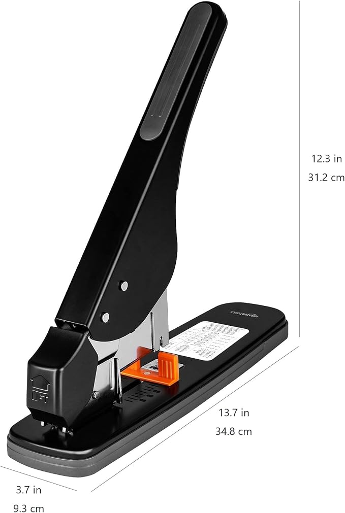 Amazon Basics Effortless Heavy-Duty Stapler, 210 Sheets High Capacity, Large Office Stapler with 1000 Staples, Black