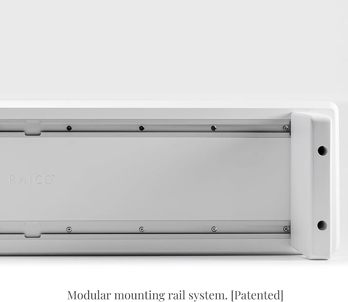 Raico Desk Cockpit Shelf Monitor Stand System Dual Screen Setup Wood Large Desk Accessory Organizer Unit (Matte White, Medium v2 | 36 Inches)