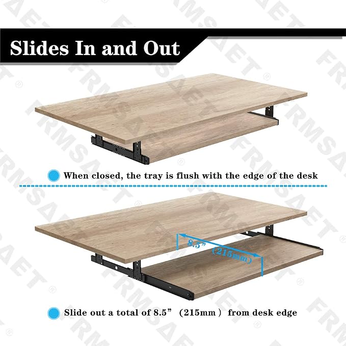 FRMSAET Office Product 20/24/30 inch Keyboard Drawer Tray(30 in, Burlywood) | Heavy Duty Wood Pull-Out Under Desk Computer Platform Sliding Drawer Suits with Adjustable Height Slides, Save Space
