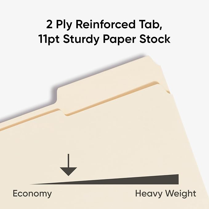 Smead File Folders Letter Size,Reinforced 1/3-Cut Tab,Assorted Positions,Letter Size,Manila Folders 8.5 x 11,100 per Box (10334),(Pack of 5)