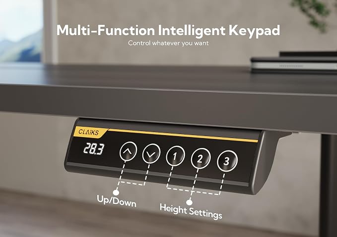 Claiks Electric Height Adjustable Standing Desk, 35x20 Inch, Black | Smooth Height Adjustment, 3 Memory Presets, Cable management hub & hook, Stable Steel Frame, 156 lbs Capacity, Easy Assembly