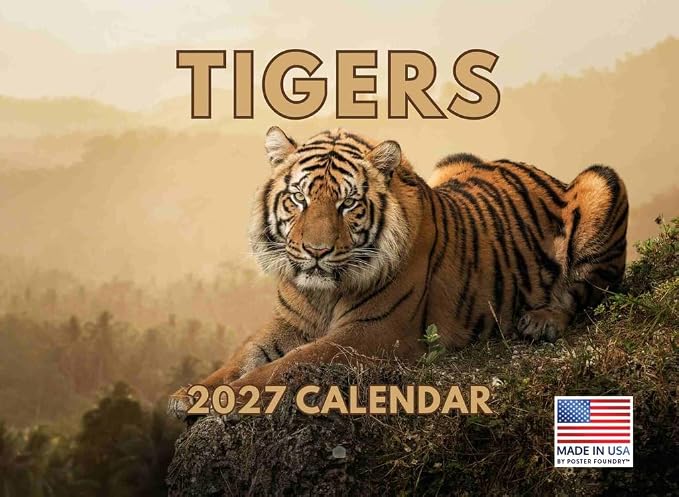Tiger Calendar 2027 Monthly Wall Calender 12 Month