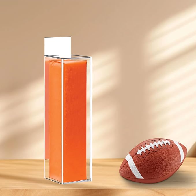 Clear Football End Zone Pylon Display Case with Mirrored, Acrylic Shadow Box for Football End Zone Pylon UV Protecting Game Day, 18.7" H x 5" L x 5" W