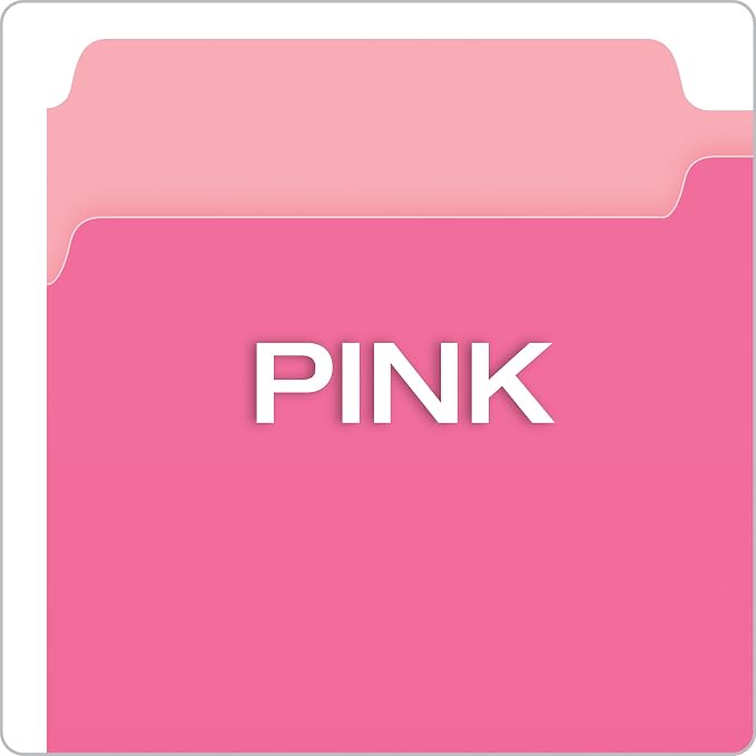 Pendaflex Two-Tone Color File Folders, Legal Size, Pink, 1/3 Cut, (153 PIN) (Pack of 500)