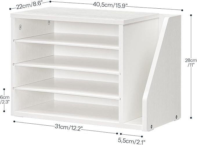 HOOBRO Mail Sorter, Literature Organizer with Adjustable Shelves, Paper Organizer for Office, Home, Wood Countertop File Holders, Mails, Magazines, White WT41WF01