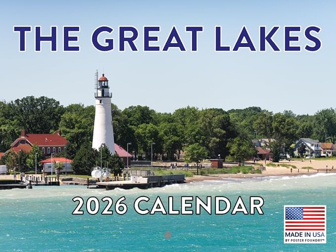 Great Lakes of Michigan Calendar 2026 Wall 12 Month Monthly MI Scenic Souvenirs Michigander Themed Gifts | American Made In The USA