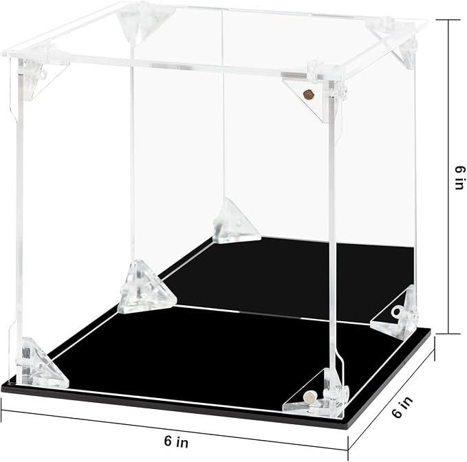 Acrylic Display Case Clear Action Figure Display Case with Mirrored Back, Dustproof Protection Display Box Alternative Glass Case for Collectibles Figures Models Doll Toys (6x6x6 inch; 15x15x15cm)