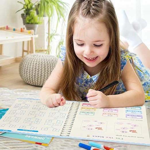 Large Magic Grooved Writing Practice Book-Reusable Handwriting Practice for Kids 8-10- Pre k workbooks