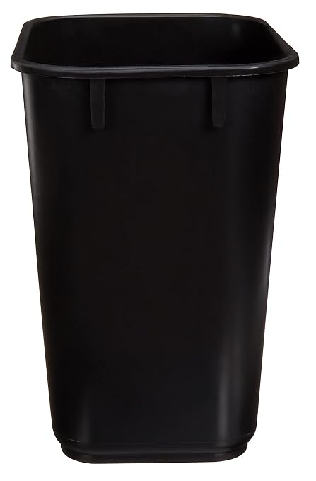 Amazon Basics Small Rectangular Commercial Office Wastebasket, Easy to Clean,11.4"L x 8"W x 12"H, 3 Gallon, Black, 6-Pack