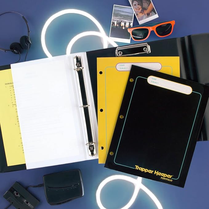 Mead Trapper Keeper Binder, Retro Design, 1 Inch Binder with Folders and Pockets, Holds 8-1/2" x 11" Paper, Glow (260038FM-ECM) (Pack of 6)