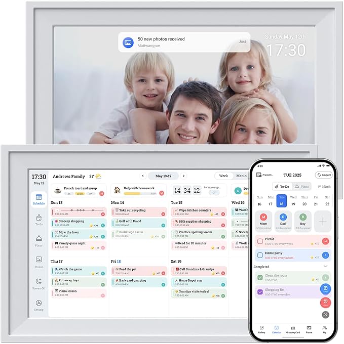 10.1 Inch Digital Calendar with IPS Touch Screen - Smart Electronic Calendar & Planner, Sync & Custom Alerts, Ideal Home Office Management Tool