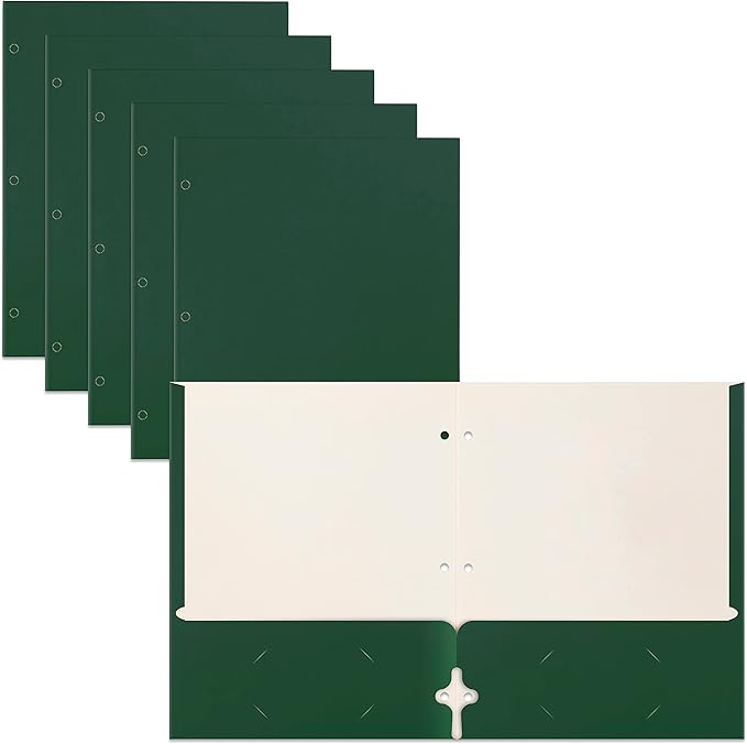 Better Office Products Two Pocket Portfolio Folders, 50-Pack, Dark Green, Letter Size Paper Folders, 50 Pieces, Hunter Green