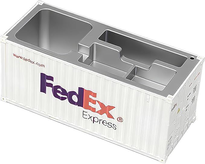 Desk Organizer, Pen Pencil Holder, Business Name Cards Holder, Shipping Container Model Storage Box, Secret Storage Box with Multiple Compartments Office Supplies Multi-function (FedEx)