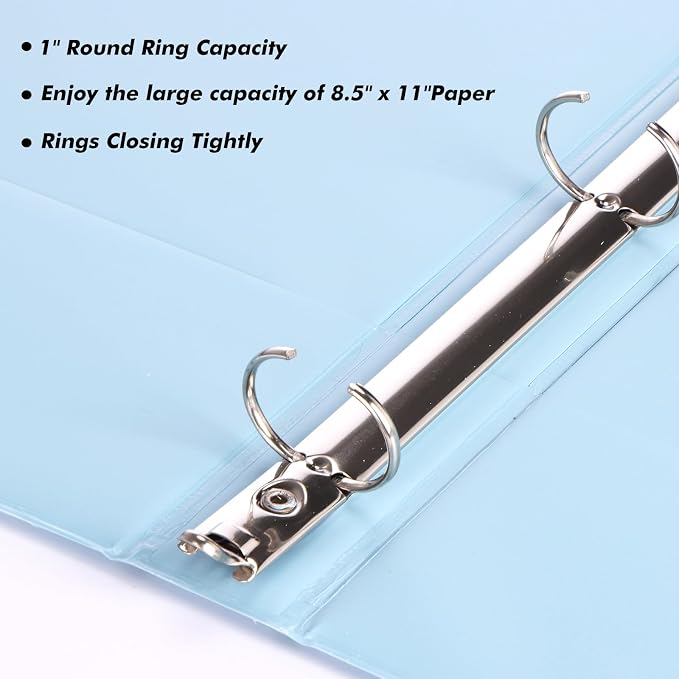 EOOUT 1 inch 3-Ring Binder 12 Pack Assorted Pastel Color with 2 Pockets Inside, Fits 11 x 8.5 Inch Paper with 175 Sheets Capacity, for Office, Home, School Project
