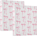 Cute Pink Bow Binder 3 Ring1.5 Inch Binder with Clipboard&Pockets, Preppy Coquette Bowknot Hardcover Binders Heavy Duty Large File Folder for Office School Supplies-Holds 200 Sheets, 2 PC
