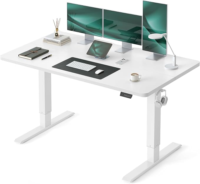 CubiCubi 55 x 24 Electric Standing Desk, Height Adjustable, White | Sit Stand up Home Office Desk, Computer Workstations, Ergonomic Design, Advanced Motor, High-Strength Frame, 176 lbs Capacity