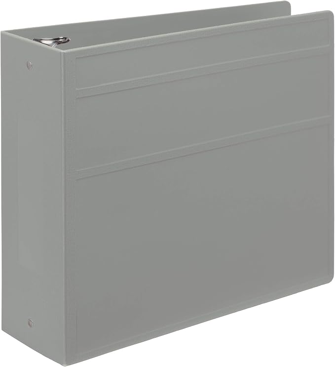 Carstens 4-Inch Heavy Duty 3-Ring Binder - Side Opening, Ash Gray, Durable Plastic, Precision No-Gap Rings, Waterproof Cover, No Pockets, Holds 600 Letter Sheets, BPA-Free, Made in USA (1842-3R)