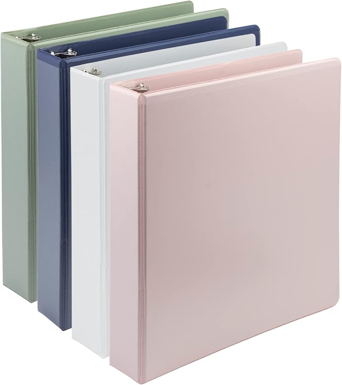 Samsill Plant-Based 1.5 Inch Durable D-Ring, View Binder, Eco-Friendly, USDA Certified Biobased, 4 Pack, Boho Assortment
