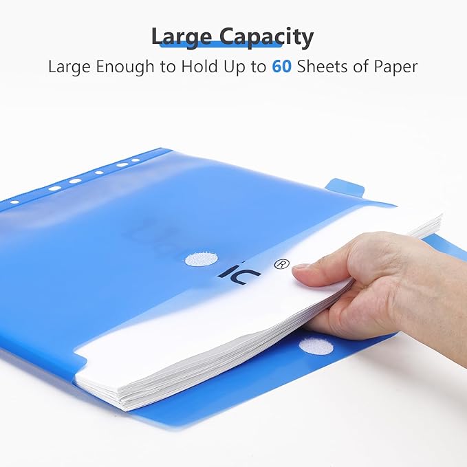 Uquelic Document Organizer, Soft PVC 3 Ring Binder with 12 Pockets | Colorful Zipper Binder with Dividers Letter Size, Large Capacity Cute Folder for School, Office & Home Use (Black)