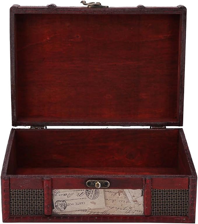 Vintage Keepsake Box, cigar boxes empty Antique Decoration Displays Crafts Wooden Photo Storage for Home Office Hand-Made Treasure Decorative Old-Fashioned