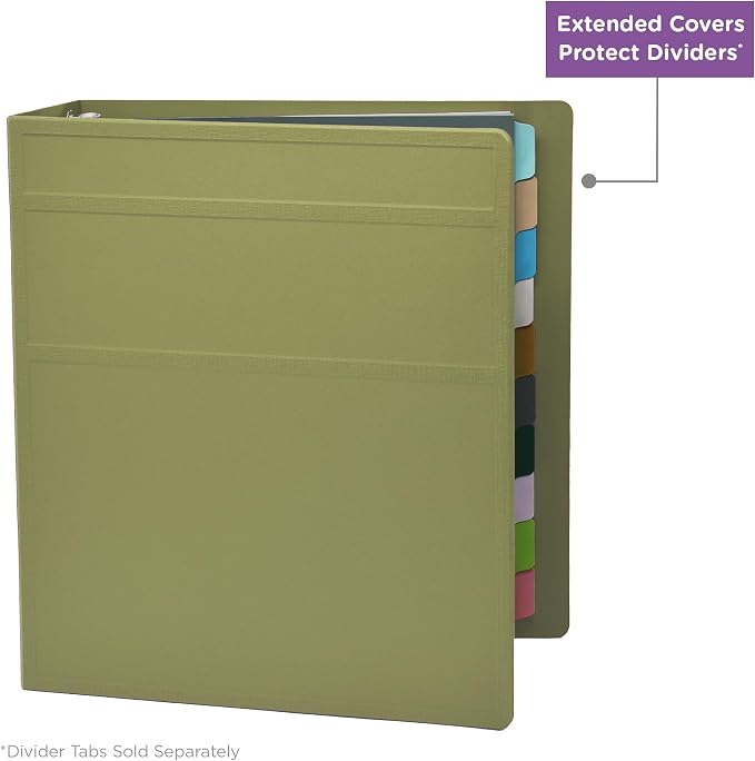Carstens 3-Inch Heavy Duty 3-Ring Binder - Side Opening, Sage, Durable Plastic, Precision No-Gap Rings, Waterproof Cover, No Pockets, Holds 400 US Letter Sheets, BPA-Free, Made in USA (1714-3R)