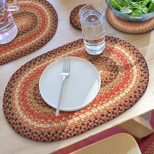 Homespice Gingerbread Jute Braided Placemats, Oval 13x19 Set of 6