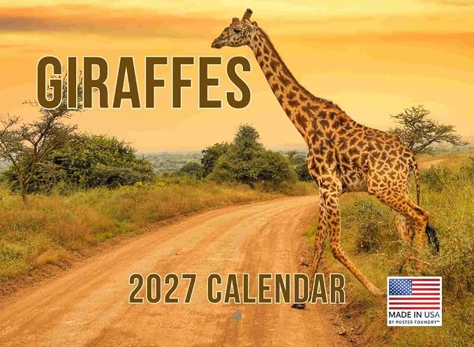 Giraffe Calendar 2027 Monthly Wall Calender 12 Month