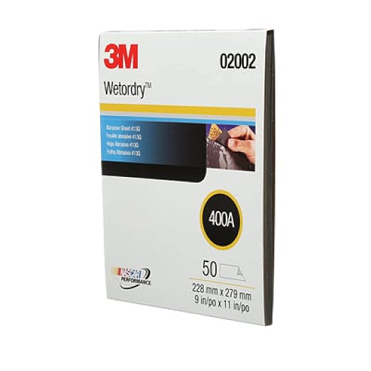 3M Wetordry Abrasive Sheet, 413Q, 02002, 400+ Grade, 9 in x 11 in | 50 Sandpaper Sheets, For Auto Sanding, Metal Sanding, Finishing, Paint Prep